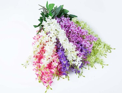 Artificial Wisteria Tofu Pudding Fake Flower for Wedding Rattan Ceiling Plastic Flowers Decorative Vine Plant Wisteria Flower