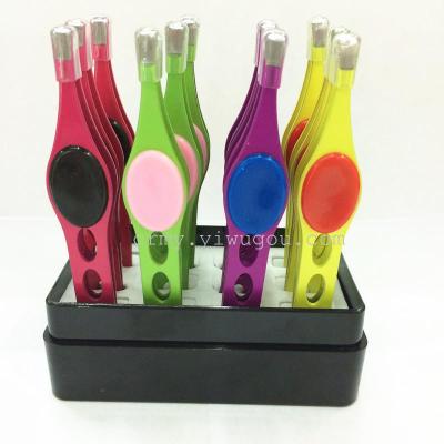Color-coated eyebrow clip-bellied three-hole beauty tools