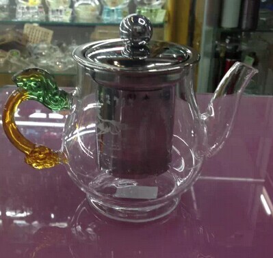 Thermostable glass tea kettle coffee tea kettle stainless steel strainer teapot