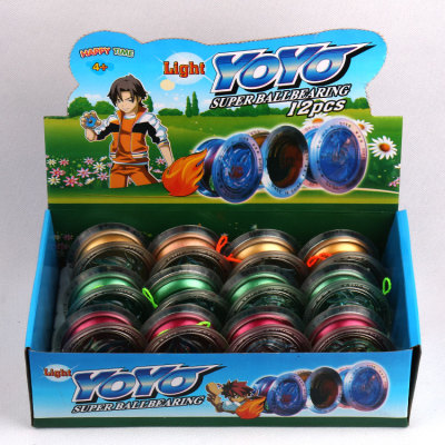 12 color box creative toys with light alloy single axis yo-yo with metal ring flash yo-yo