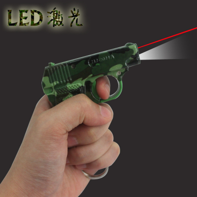 Red Laser Camouflage hand LED flashlight Mini toy Pistol key chain Portable