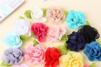 Korean fashion flower chiffon rolls of leafy flower flower shoes clothing bags accessories
