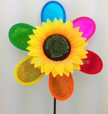 Hot toy windmill fine workmanship with  sunflower windmill windmills Flash colorful sunflower smiley