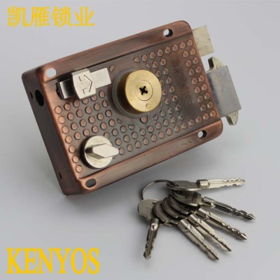 KENYOS anti-theft lock chrome exterior door locks red bronze computer / Cross / hook tongue / double column