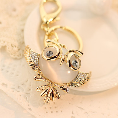 Cat eye owl water hammer drill key chain car bag pendant alloy key pendant