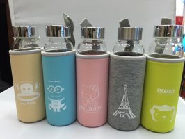 Colorful cute Pyrex glass car water bottles, milk bottles