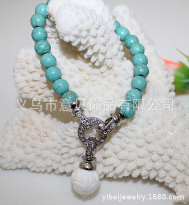Natural shells coral lapis lazuli, turquoise Lotus natural fashion bracelets CZ buckle ring bracelet