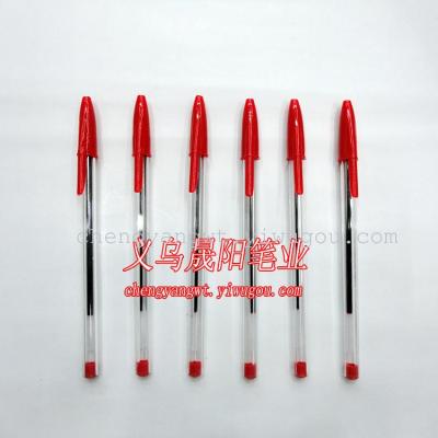 Affordable good quality 934 pull lid and simple pen ballpoint pen transparent hexagonal Rod Red