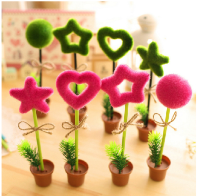 Craft Pen Creative Stationery Green Pastoral Plant Desktop Decoration Desktop Pen Potted Ballpoint Pen