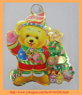 2014 3D christmas bear and tree sticker