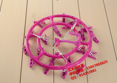 Round plastic 20 clips windproof coat hanger rack airer drying rack for children baby Tan stockings clips