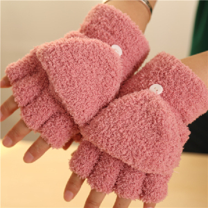 Soft warm color in the winter half of the wool-cashmere gloves half flip mass gel gloves gloves Q