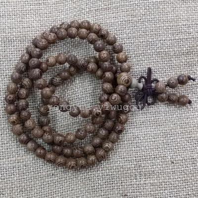 Taobao hot selling hot style 6mm bead diameter chicken wing wood round beads 108 diamond Buddha bead bracelet