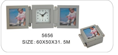 Js-660 metal photo frame small alarm clock metal photo frame clock metal clock