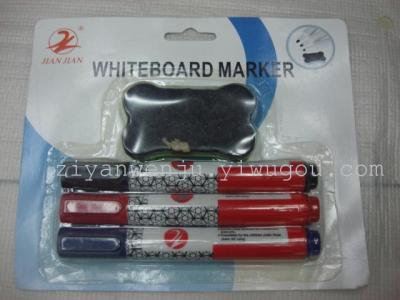 Whiteboard pen 3 Eraser stationery sets, blister card supermarket equipment, factory direct, toxic environmental protection