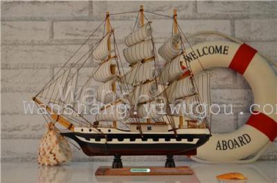 Business process 40CM exquisite handmade wooden ship Eastern Mediterranean wind