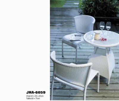 Outdoor rattan leisure furniture white garden table and Chair set
