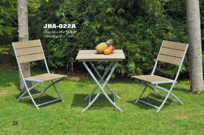 New outdoor leisure folding plastic wood chairs and table and Chair set-plastic wood table and chairs