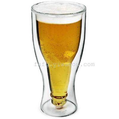Mouth blown flipped upside down beer bottle beer glass spot innovative double-layer glass manufacturers direct