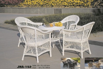 Outdoor leisure rattan white desk and Chair set table garden table and chairs