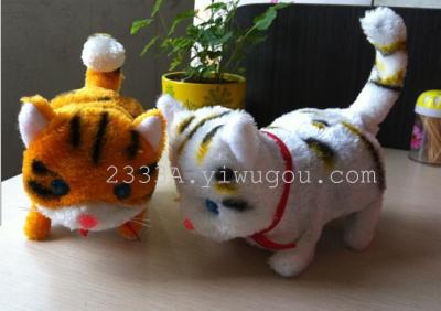 Plush cat electric cat take a stall selling flowers and cats cat electric plush toys
