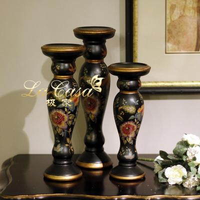 Auspicious floral wedding ornament American rural ceramic decoration painted vase/housewarming gifts