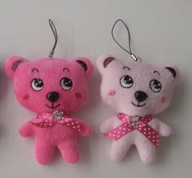 Small plush hanging bow tie bear pendant