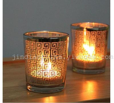 Simple Chinese patterns candlestick electroplate silver candles glass bar restaurant romantic candle-lit dinner 