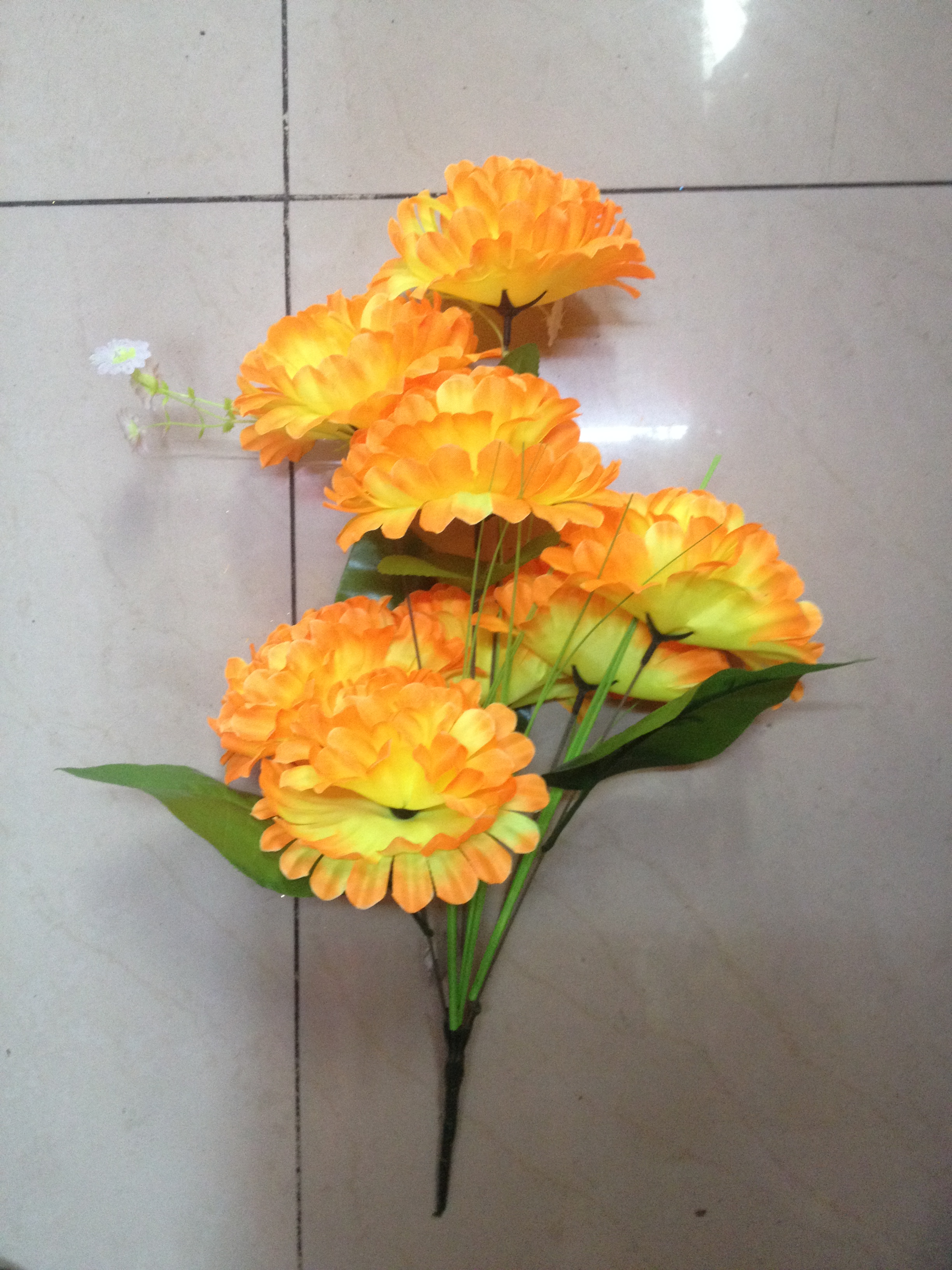 热销高档仿真花 清明花菊花 装饰花束绢花 8头步步高大地菊