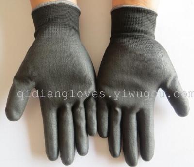 13-pin Black Black PU protective gloves, anti-static gloves work glove factory wholesale
