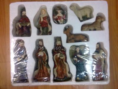 Best-selling European and American style 11 character combination handmade painted manger group home Christmas decoration wholesale
