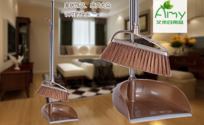 Home cleaning broom and dustpan set with stainless steel handle waste scoop suits 5163