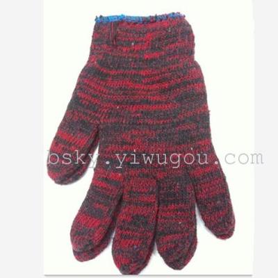 700g red flower cotton yarn gloves work labor protection gloves.