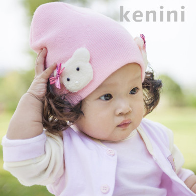 The New fashion baby wig hat knitted baby hoodie baby baby of autumn and winter hat cartoon hat fashion