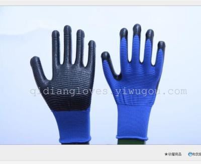 13 needle Polyester Gloves Blue zebra nitrile gloves