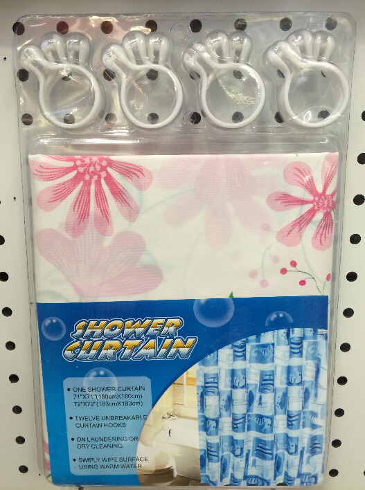 环保防水防潮特色挂钩鲜花图案出租房酒店浴帘