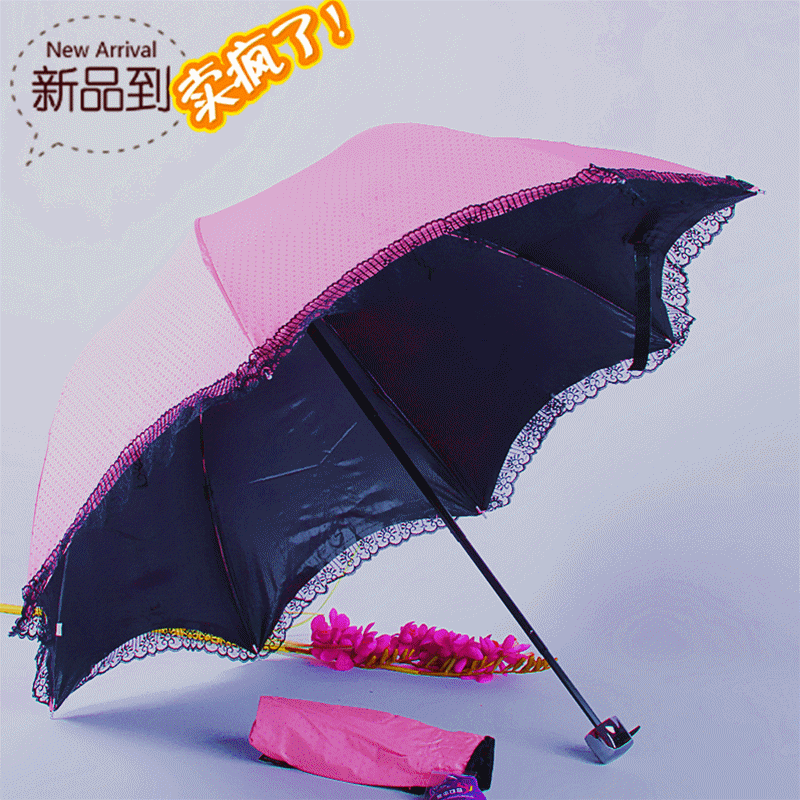 Scallop Black Rubber Umbrella Sun Protection Umbrella Opaque Anti-UV Umbrella Apollo Princess Umbrella