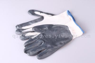 Gloves wholesale 13 needle blue nitrile grease industrial protective gloves dipped gloves