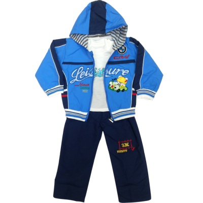 2015 Yiwu purchase of new embroidery English alphabet children's male baby three sets of children's wear