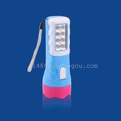 Battery flashlight side light 8+1 LED