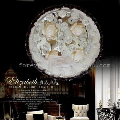 Round LED Ceiling Lamp European New Classical Cozy Bedroom Study Crystal Ceiling Lamp
