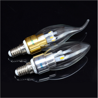 LED Candle lamp E14 screw tail lamp of 3W gold/silver plating process
