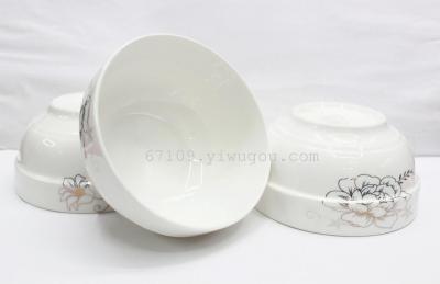 Factory Direct Sales Ceramic Bowl New Bone China Rice Bowl Household Bowl Plate Gift Tableware 2 Yuan Shop Daily Necessities