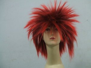 Red, mixed wig, hedgehog wig