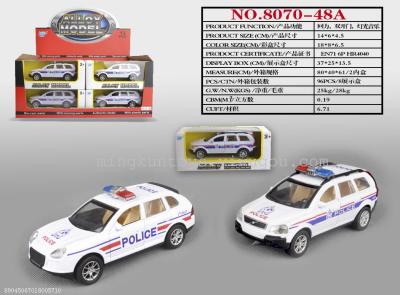 Alloy pull back door police cars with lights sound car 8070-48A