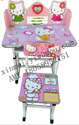 Manufacturer direct shot YA606 cartoon KITTY cat baking paint technology can lift the children 's desks and chairs