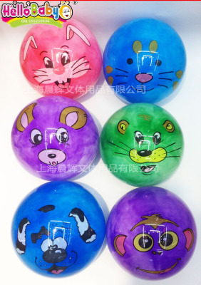 decal ball, stick ball with animal face mix, six designs mix, toys ball, popular PVC ball