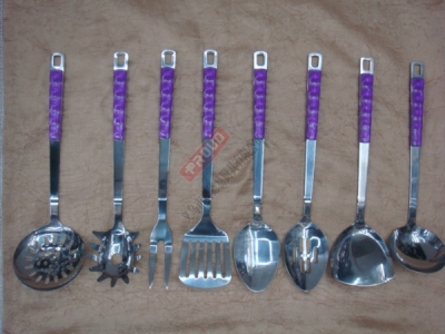 Transparent purple bakelite clip handle stainless steel kitchenware, shovel, spoon, Colander