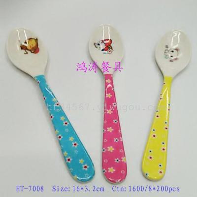 7008 melamine children's cartoon ladle stock factory direct imitation ceramic spoon