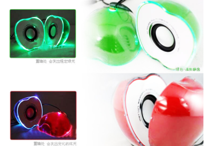 JS-8980  USB mini fashion stereo Crystal Apple color-bright lights audio